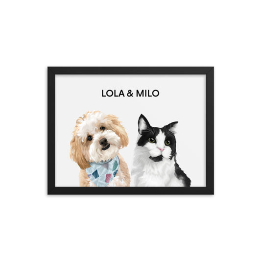 Classic Framed Portrait - Two Pets