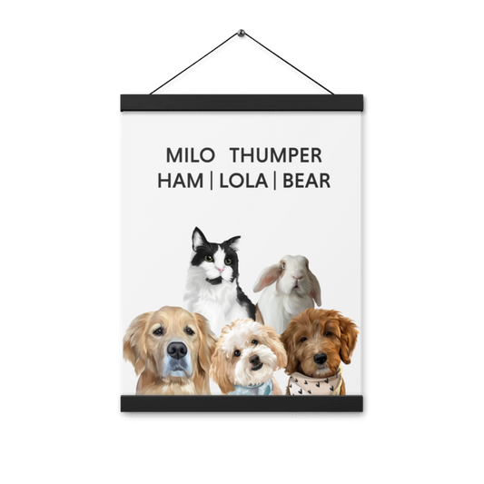 Classic Hanging Poster - Five Pets